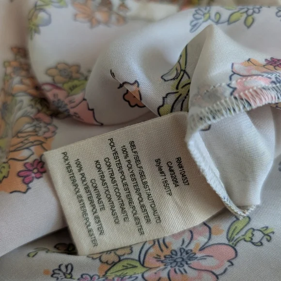 Anthropologie Floral Begonia Blouse Ribbon Small Petite Pink Orange Boho Tiny - Picture 5 of 5